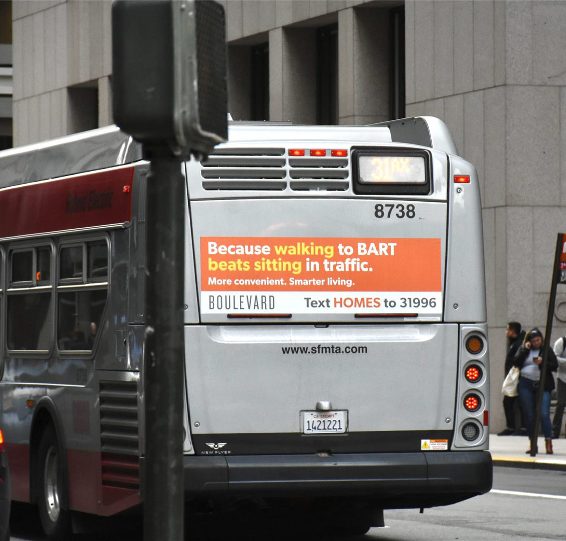 bus with an ad for boulevard