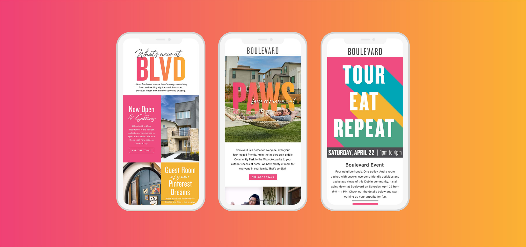 Boulevard branding examples on mobile phones